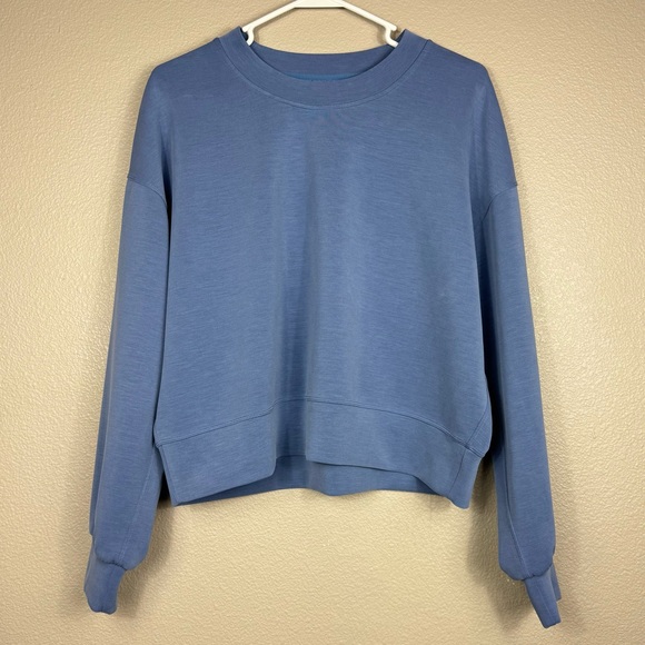 Lululemon Perfectly Oversized Crop Crew modal Crewneck Softstreme Soft Denim B - Picture 2 of 15